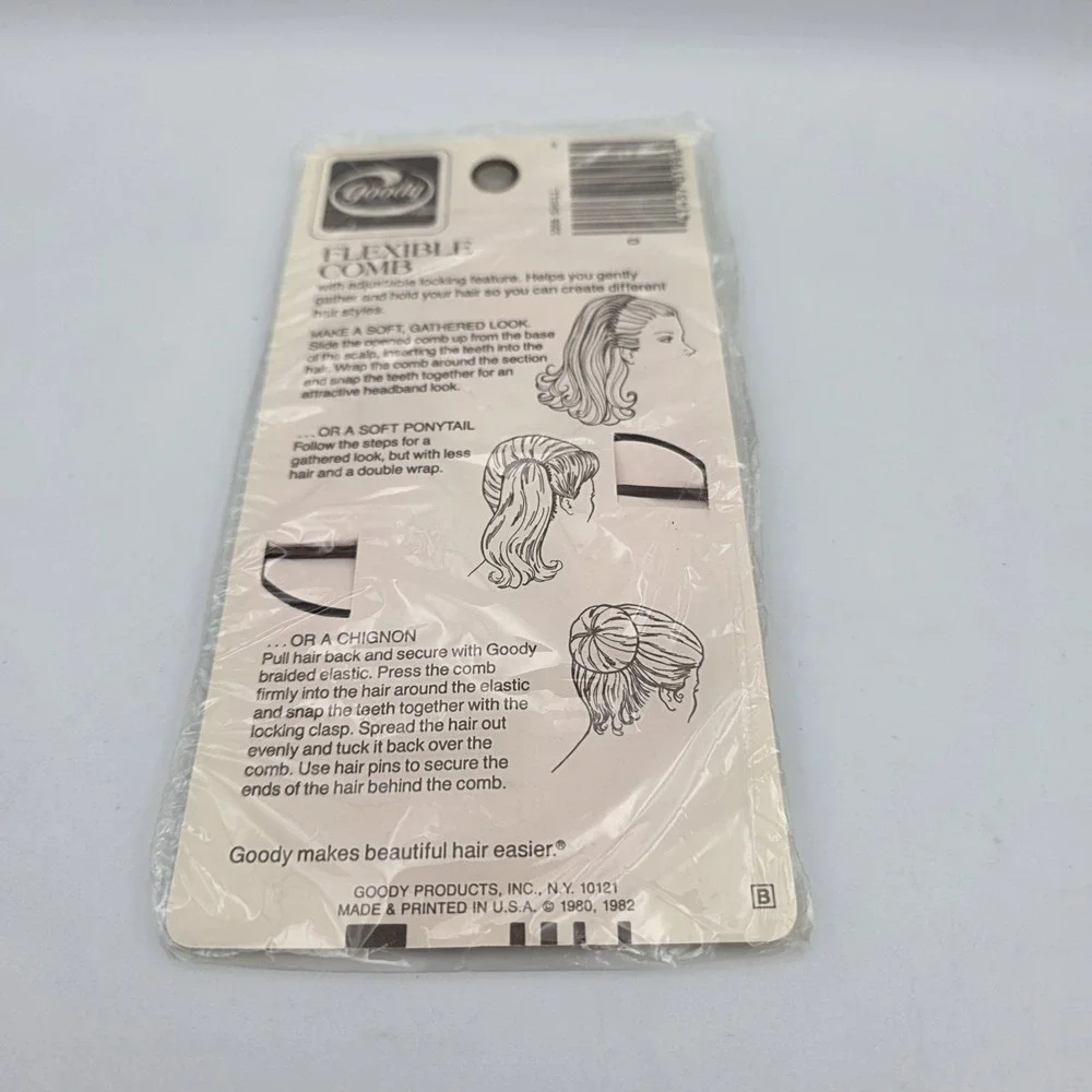 Vintage‎ Goody Adjustable Nylon Flexible Comb #1059 Headband Plastic USA 1982